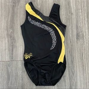 adult small black and yellow gk leotard